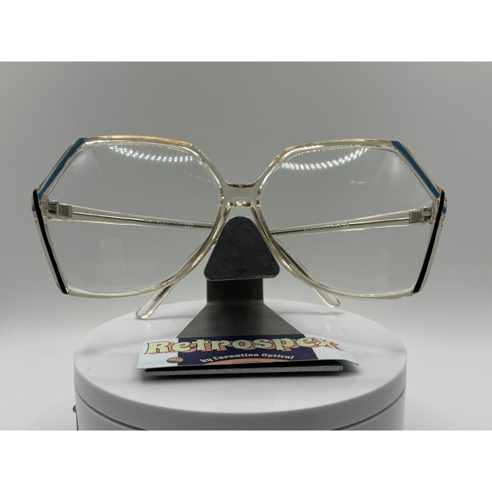 True Vintage Eyeglasses NOS Original Demo Lens Eyedeal Joyce Clear/Blue Frame - Picture 2 of 10